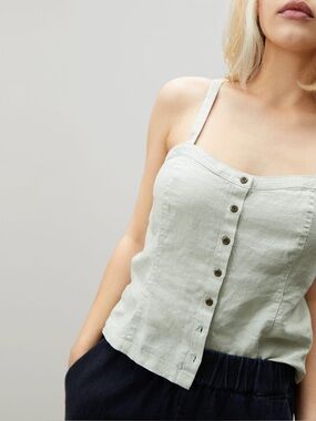 Everlane Linen Cami Top Light Green